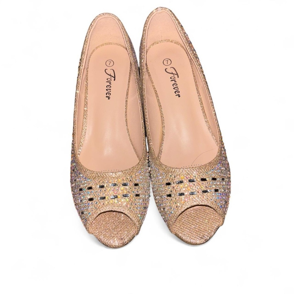 2 pairs of Glittering Gold Peep Toe Heels